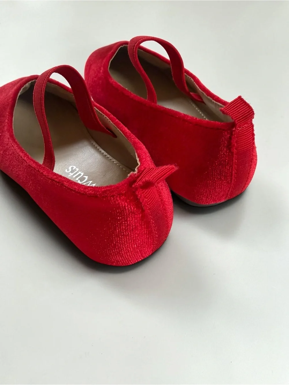 CREWCUTS EUC Rich Apple Red Velvet Mary Jane Ballet Flat Holiday Christmas Shoes